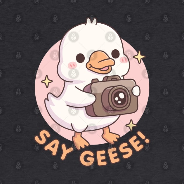 Cute Baby Goose With Camera Say Geese Funny Pun by rustydoodle